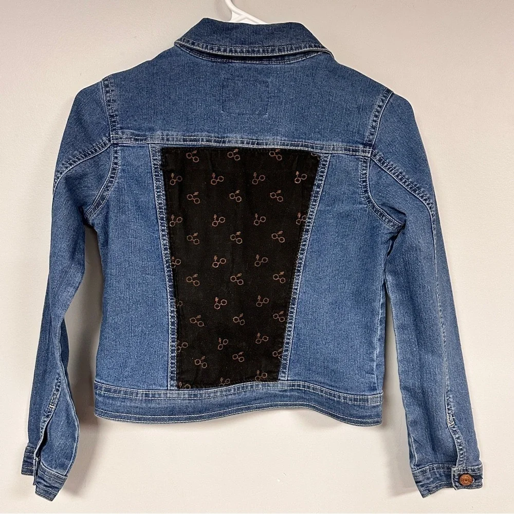 Harry Potter Fans! Harry Potter fabric on an Upcycled Justice Denim Jacket, 12